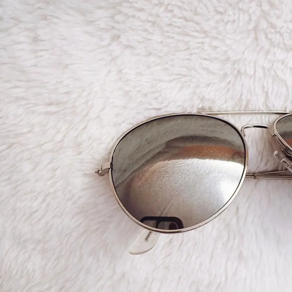 Francine Silver W/ Mirrored Lenses Aviator Sunglasses - Picture 2 of 12